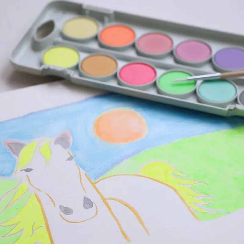 Primo Acuarela escolar 12 colores flúor y metalizados