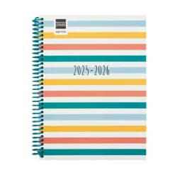 Finocam Agenda espiral cuarto 2025-26 Diva Colors semana vista horizontal 2025-2026