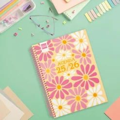 Finocam Agenda espiral cuarto 2025-26 Diva Spring semana vista horizontal 2025-2026