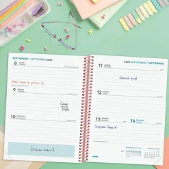 Finocam Agenda espiral cuarto 2025-26 Diva Spring semana vista horizontal 2025-2026