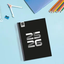 Finocam Agenda espiral cuarto Cool negro 2025-2026 día página