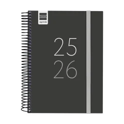 Finocam Agenda espiral cuarto secundaria negro 2025-2026 día página