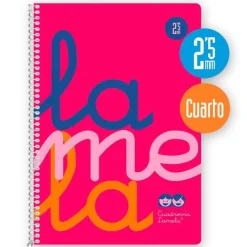 Lamela Bloc cuarto cuadrovía 2,5mm. 80 hojas tapa polipropileno rosa flúor