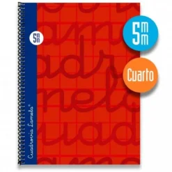 Lamela Bloc cuarto cuadrovía 5mm. 80 hojas tapa extra dura rojo