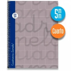 Lamela Bloc cuarto cuadrovía 5mm. 80 hojas tapa extra dura gris