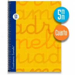 Lamela Bloc cuarto cuadrovía 5mm. 80 hojas tapa extra dura naranja