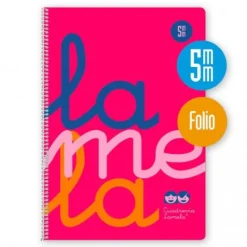 Lamela Bloc folio cuadrovía 5mm. 80 hojas tapa polipropileno rosa flúor