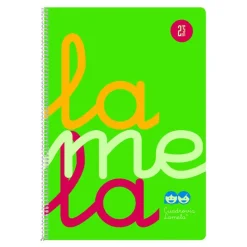 Lamela Bloc folio cuadrovía 2,5mm. 80 hojas tapa de polipropileno verde flúor