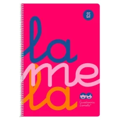 Lamela Bloc folio cuadrovía 2,5mm. 80 hojas tapa de polipropileno rosa flúor