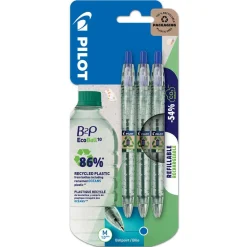 Pilot Bolígrafo tinta azul 3 unidades B2P Ecoball