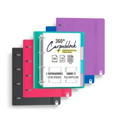 Carchivo Carpebloc A4 4 anillas 35mm. PP foam con recambio de 100 hojas color rojo
