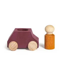 Lubulona Coche madera morado Lubu con figura naranja