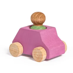 Lubulona Coche madera rosa Lubu con figura verde
