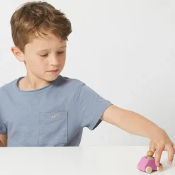 Lubulona Coche madera rosa Lubu con figura verde