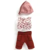 Djeco Conjunto camisa sin mangas y pantalón burdeos 32cm con pañuelo para pelo