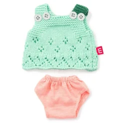 Miniland Conjunto vestido verde con pelele rosa 21cm