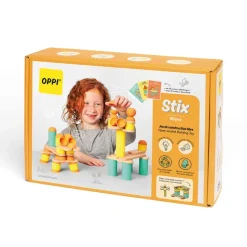 Oppi Construcción Stix 60 piezas madera y silicona