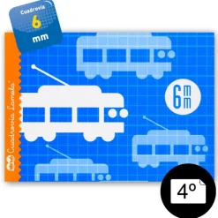 Lamela Cuaderno cuarto apaisado cuadrovía 6mm. 16 hojas grapado tapa blanda