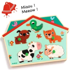 Djeco Encaje con sonido granja de madera