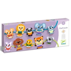 Djeco Ensartable de madera 12 piezas y 2 cordones Fila Friends
