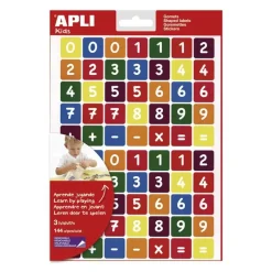 Apli Gomets cuadrados números 3 láminas