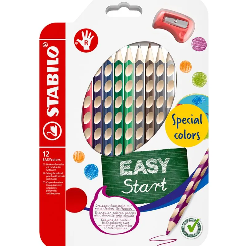 Stabilo Lápiz color Easy diestros 12 colores