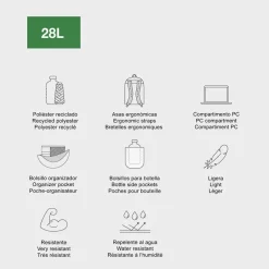 Miquelrius Mochila triple Amsterdam negro. 47x25x15,5cm.