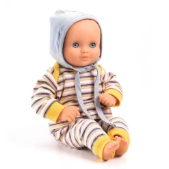 Djeco Muñeco conjunto rayas con gorro 32cm