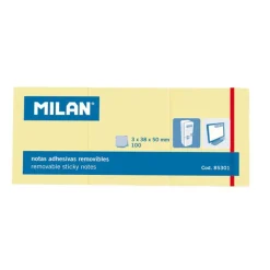 Milan Notas adhesivas 50x38mm. amarillo 3 blocs de 100 hojas