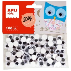 Apli Ojos redondos adhesivos 1cm. 100 unidades