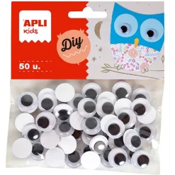 Apli Ojos redondos adhesivos 1,5cm. 50 unidades