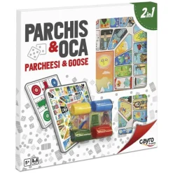Cayro Parchís y oca: tablero con accesorios para 4 jugadores