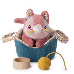 Lilliputiens Peluche gata Jeanne con cesta y accesorios tela