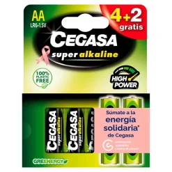 Cegasa Pila súper alcalina LR6-AA 4 unidades más 2 gratis