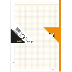 Pacsa Recambio A4 cuadro 5mm. 100 hojas 4 taladros borde naranja