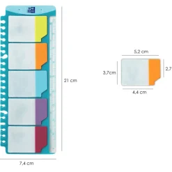 Oxford Regla con índices adhesivos reposicionable para carpeta anillas