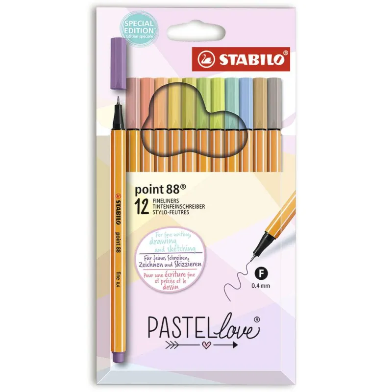 Stabilo Rotulador 12 colores pastel Point 88 Pastel Love