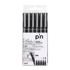 Uniball Rotulador calibrado Pin-200(S) negro 6 puntas