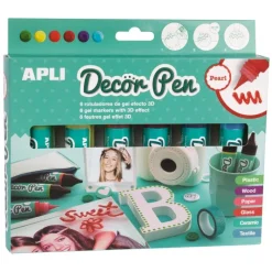 Apli Rotulador gel Decor Pen 3D Pearl 6 colores