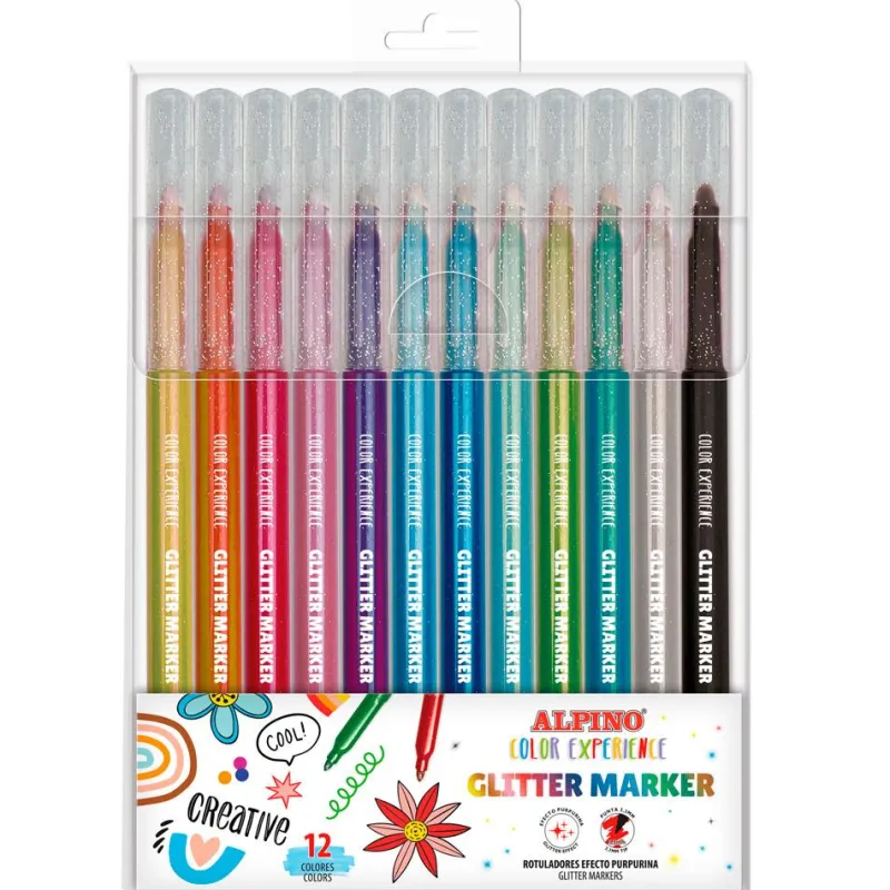 Alpino Rotulador glitter 12 colores Color Experience