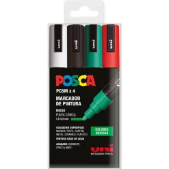 Uniball Rotulador Posca PC5M 4 colores Navidad