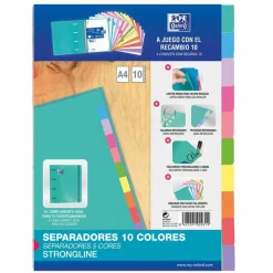 Oxford Separadores de colores tamaño A4 10 posiciones