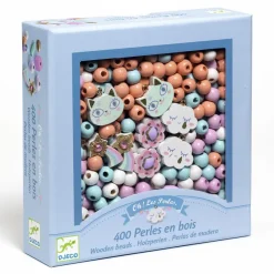 Djeco Set 400 abalorios madera arcoíris