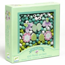 Djeco Set 450 abalorios madera flores y hojas