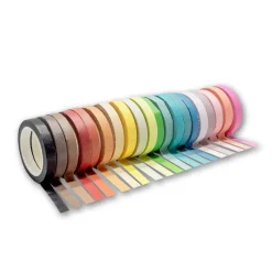 Loolipo Set 20 rollos de cinta adhesiva de colores pastel 10mx7mm
