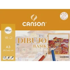 Canson Set de 10 láminas de dibujo A3 de 130gr. Basik