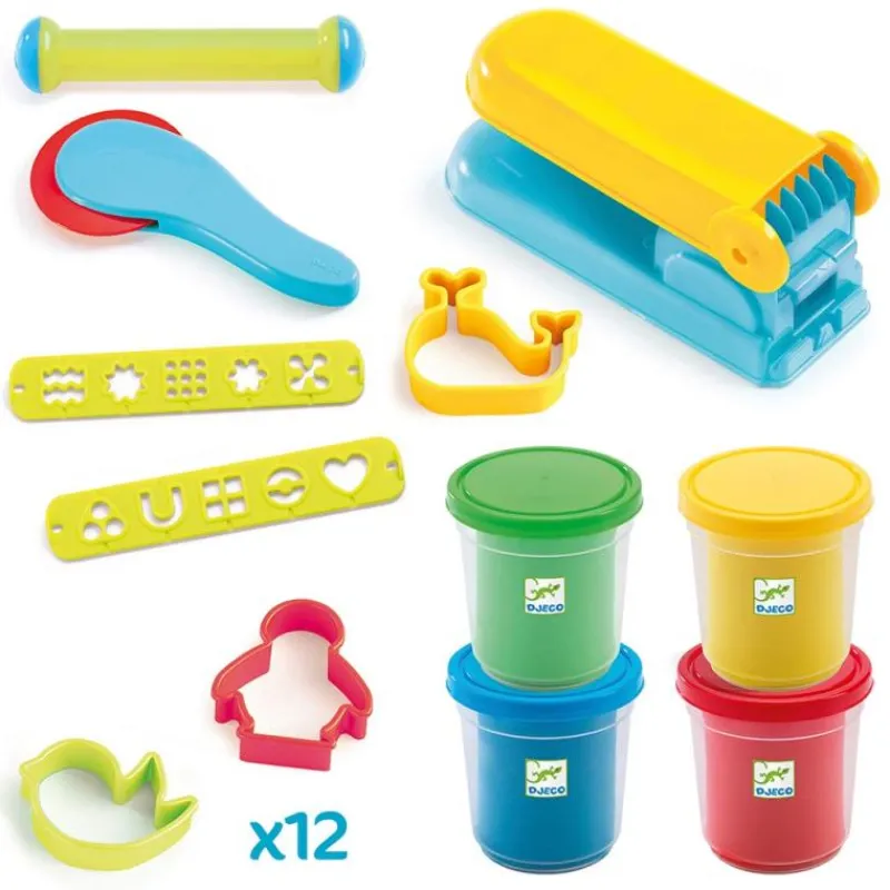 Djeco Set plastilina 4 colores con accesorios
