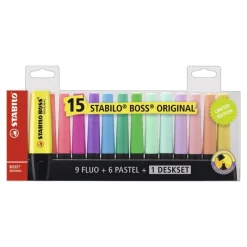 Stabilo Boss marcador 15 colores Deskset