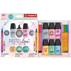 Stabilo set mini pastel love 18 unidades