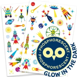 Djeco Tatuajes Espacio brilla en la oscuridad